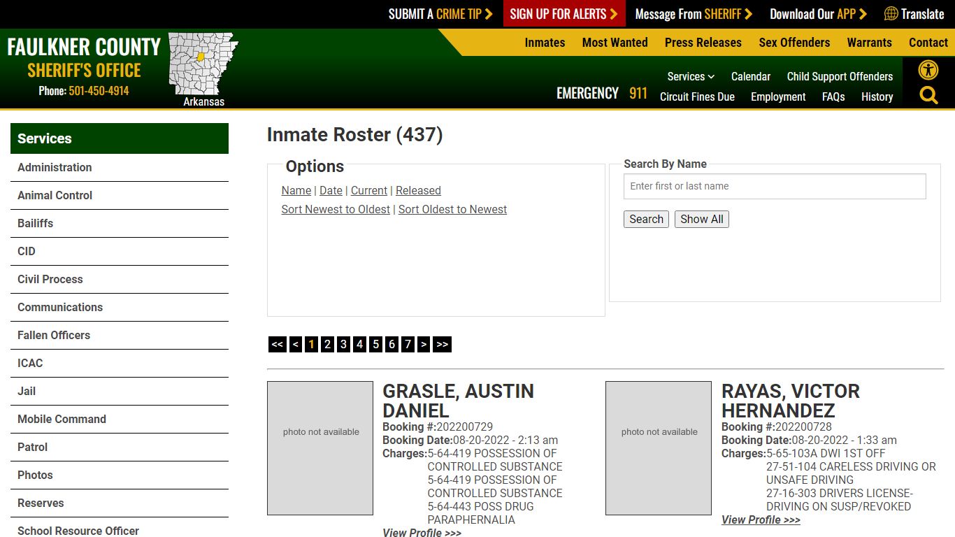 Inmate Roster - Current Inmates Booking Date Descending - Arkansas